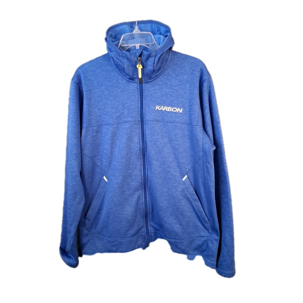 Karbon Jacket Men's Size Large Royal Blue Hooded Full Zip Fleece Hoodie